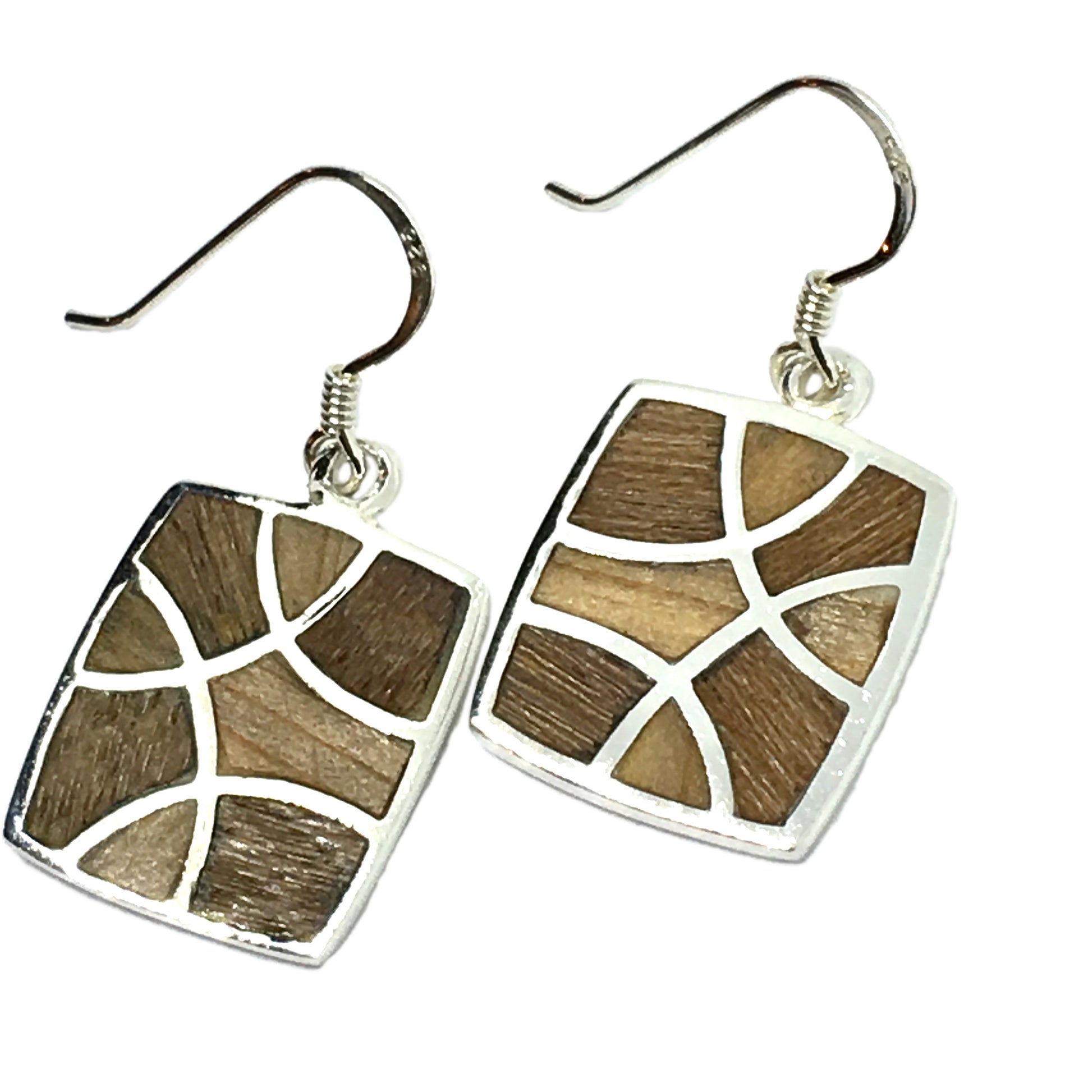 Dangle Earrings - Womens Sterling Silver Modern Chic Bamboo Geometric Design Earrings - Stone Earrings