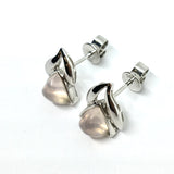Accessories > Jewelry - Unique Torpedo Cut Pink Quartz Sterling Silver Stud Earrings