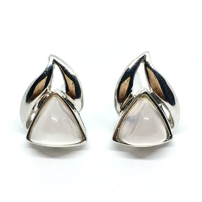 Accessories > Jewelry - Unique Torpedo Cut Pink Quartz Sterling Silver Stud Earrings