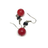 Cherry Bomb | Ball Dangle Drop Earrings Red & Black | Costume Jewelry - Blingschlingers Jewelry