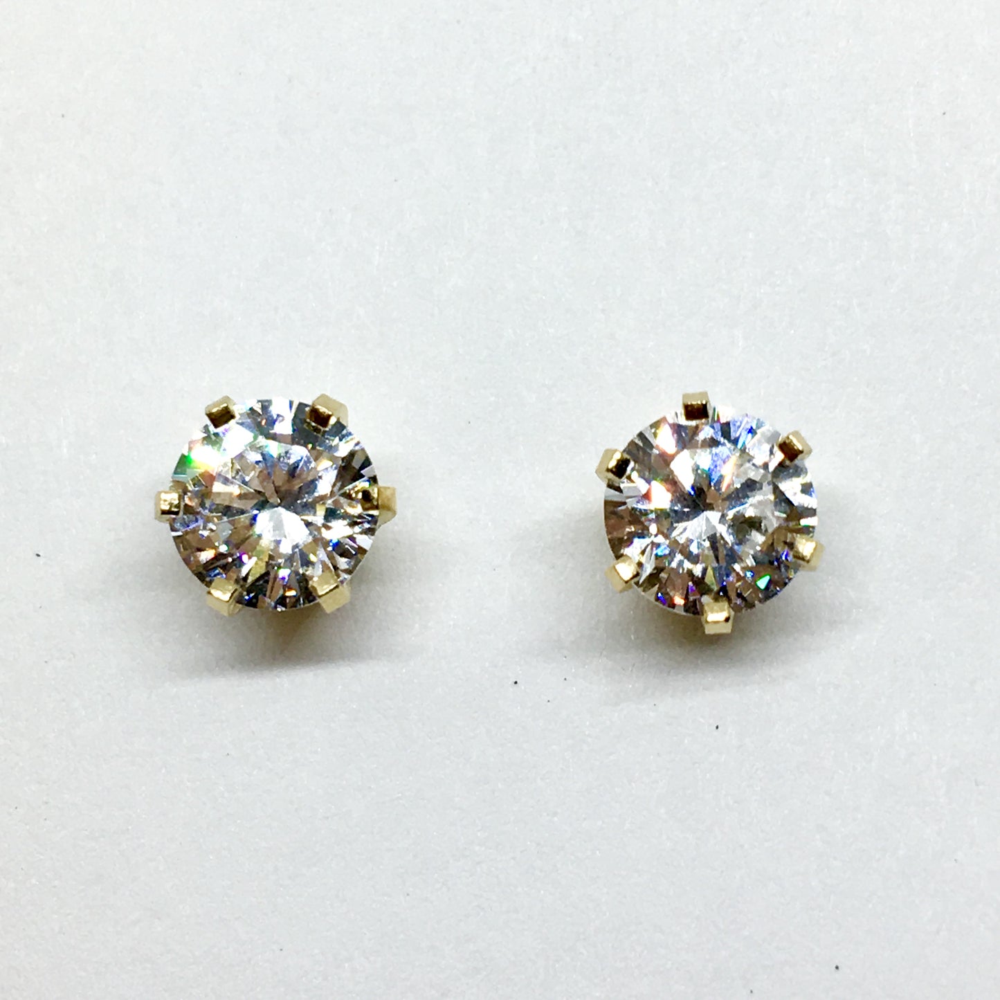 Stud Earrings Mens Womens - 14k Gold Sparkly 7mm Diamond Alternative CZ Stud Earrings