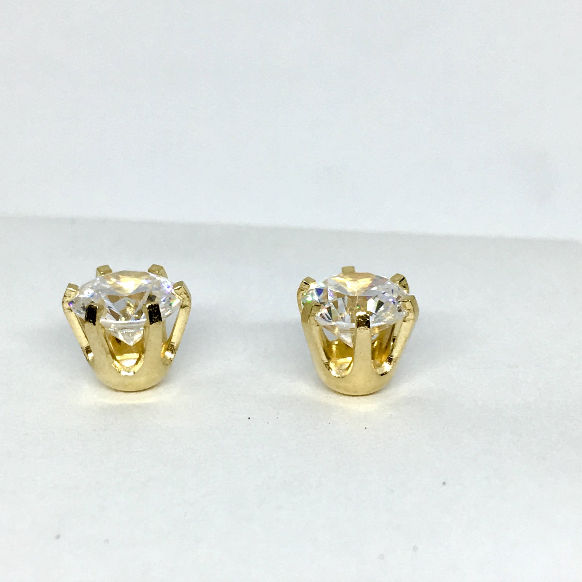 Accessory - Earrings - 14k Gold Sparkly 7 mm Diamond Alternative CZ Stud Earrings - Blingschlingers USA