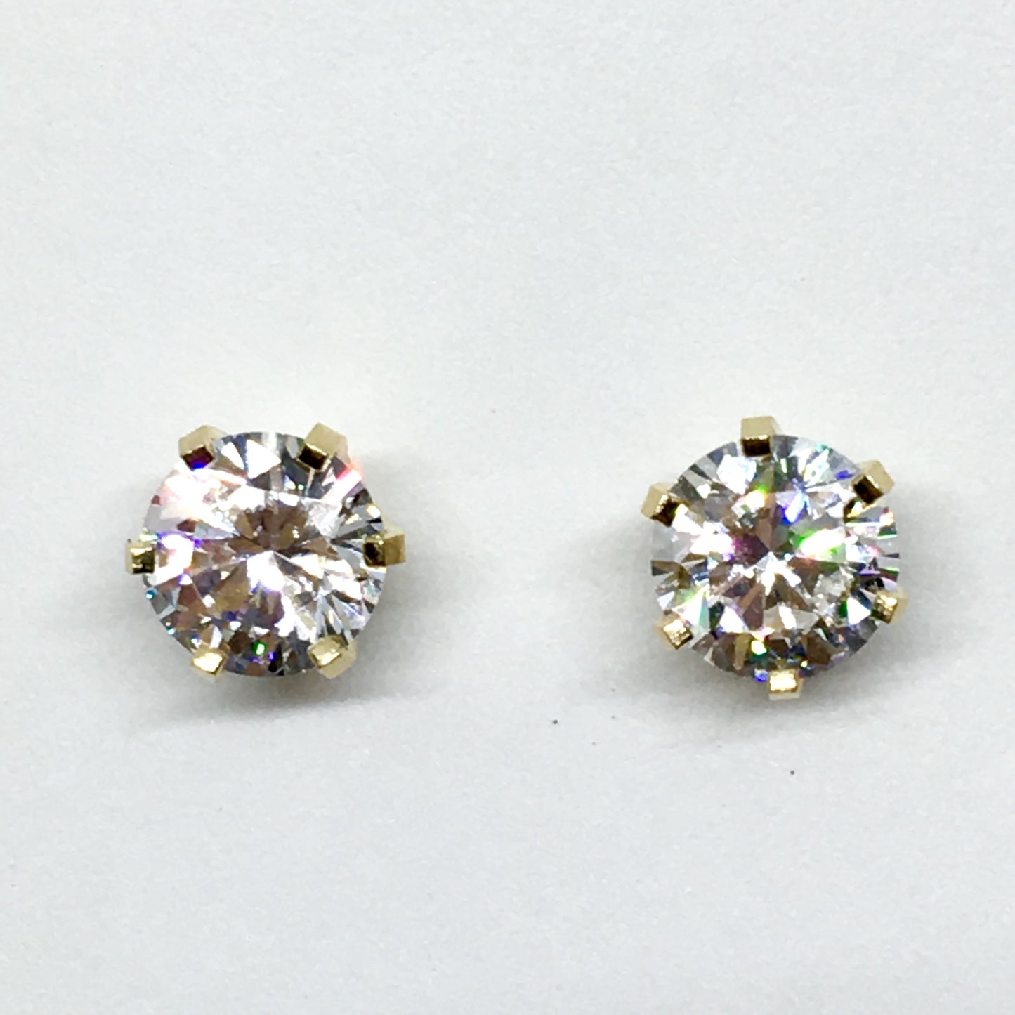 Stud Earrings Mens Womens - 14k Gold Sparkly 7mm Diamond Alternative CZ Stud Earrings