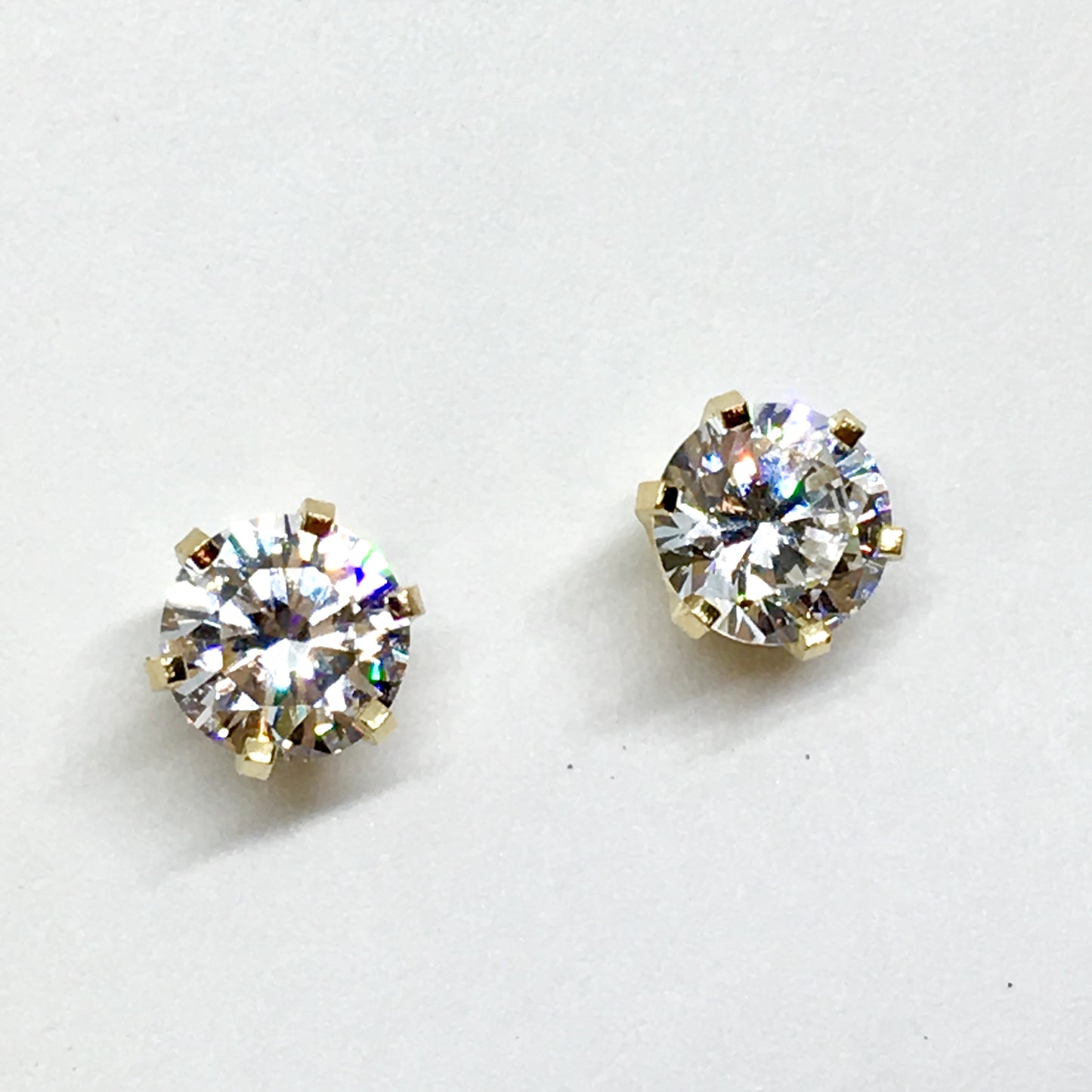 Accessory - Earrings - 14k Gold Sparkly 7 mm Diamond Alternative CZ Stud Earrings 