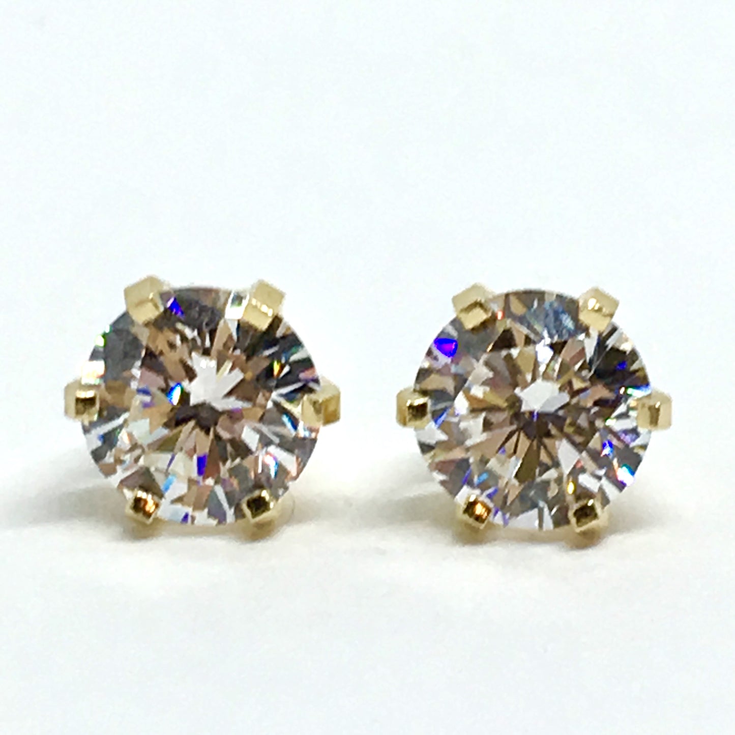 Accessory - Earrings - 14k Gold Sparkly 7 mm Diamond Alternative CZ Stud Earrings 