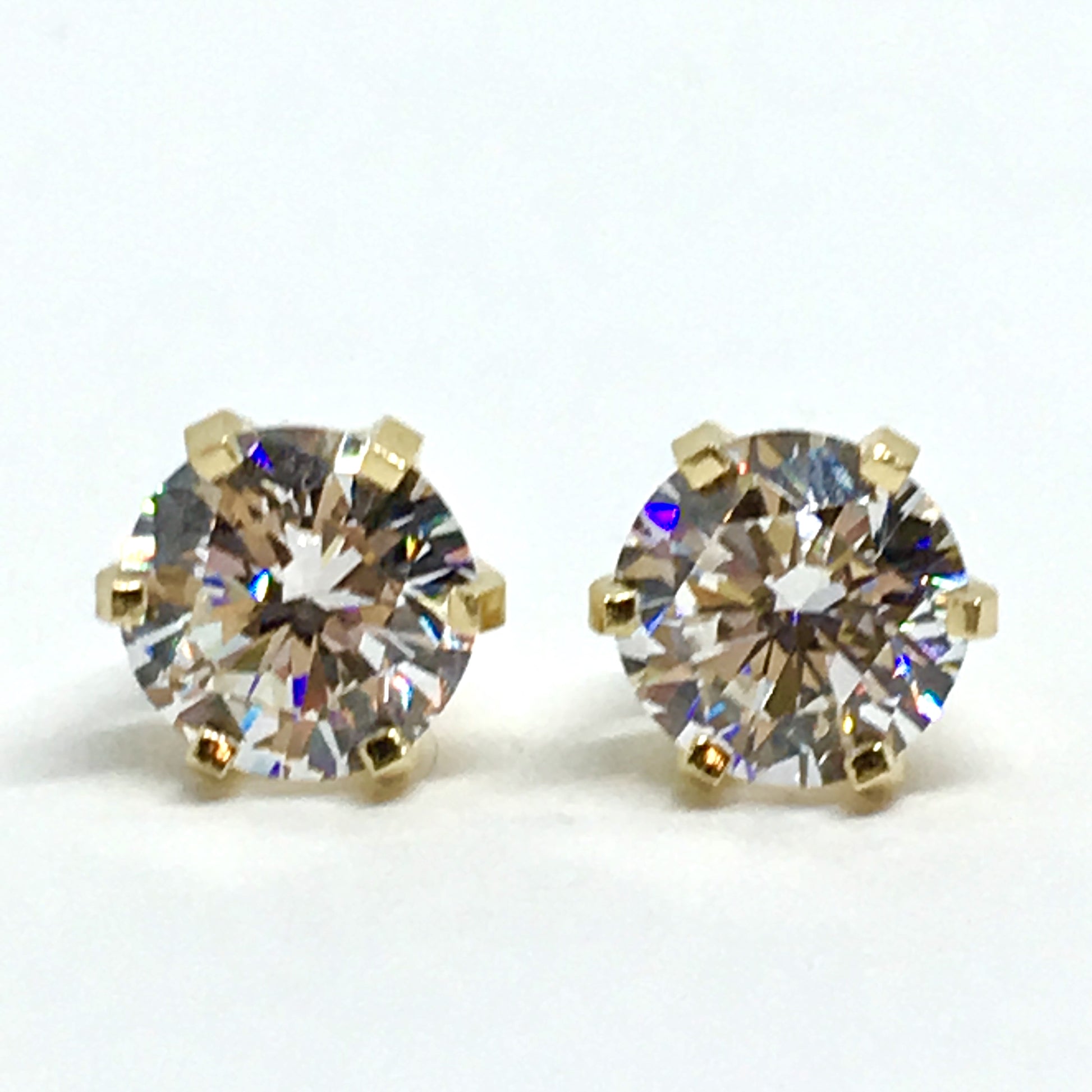 Accessory - Earrings - 14k Gold Sparkly 7 mm Diamond Alternative CZ Stud Earrings 
