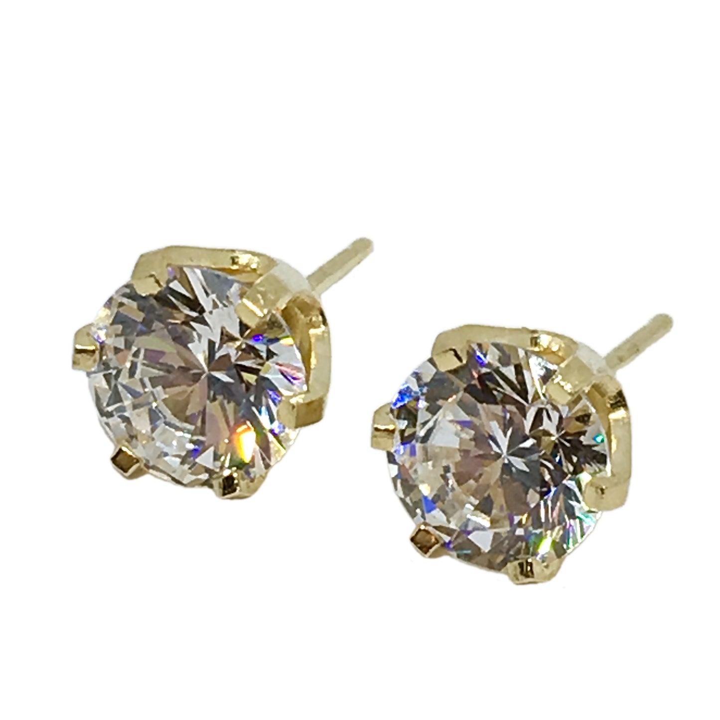 Stud Earrings Mens Womens - 14k Gold Sparkly 7mm Diamond Alternative CZ Stud Earrings