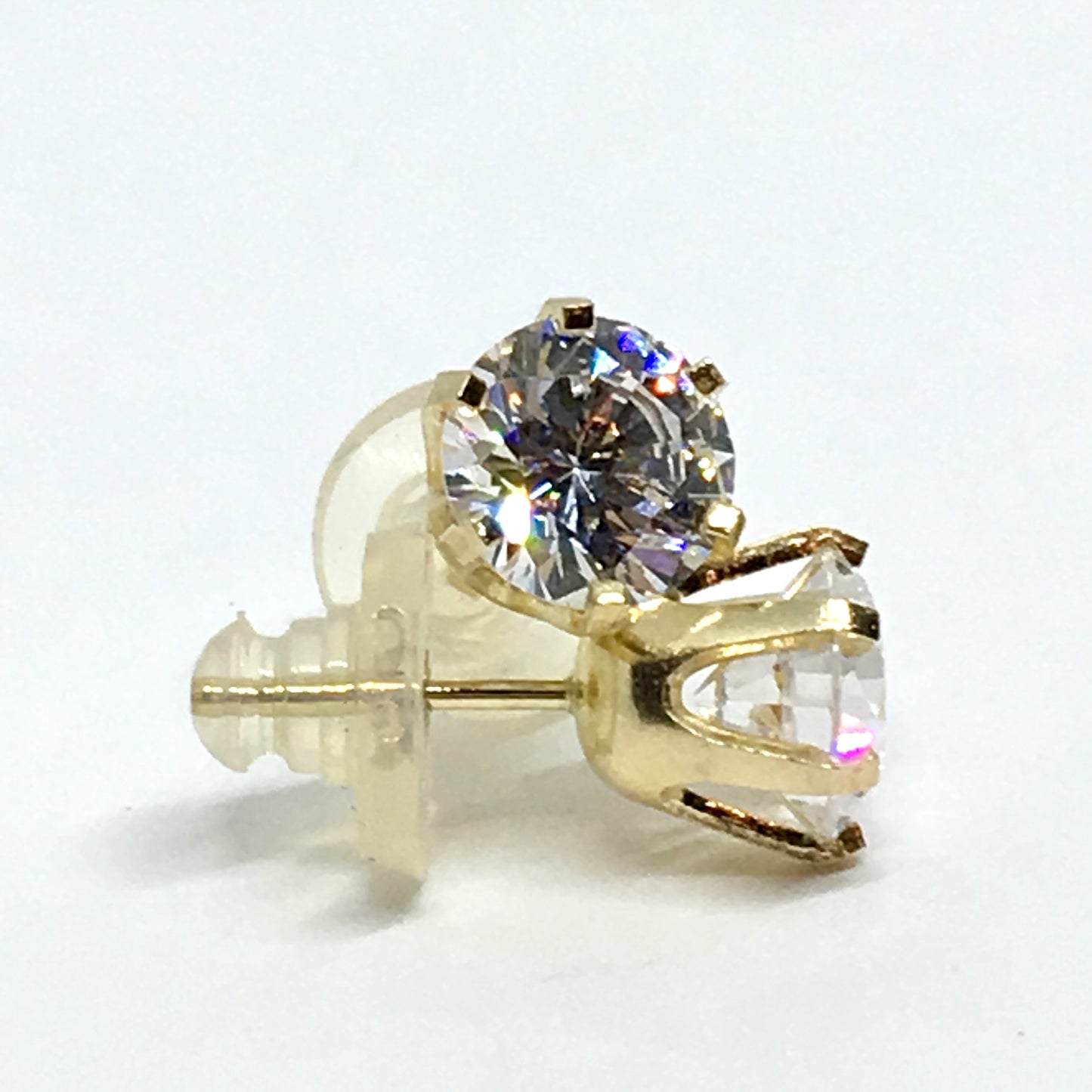 Accessory - Earrings - 14k Gold Sparkly 7 mm Diamond Alternative CZ Stud Earrings 