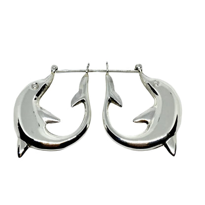 Jewelry Women's - 925 Sterling Silver Big Dolphin Hoop Earrings