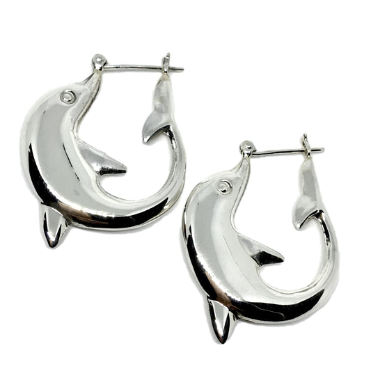 Jewelry Women's - 925 Sterling Silver Big Dolphin Hoop Earrings - online at Blingschlingers