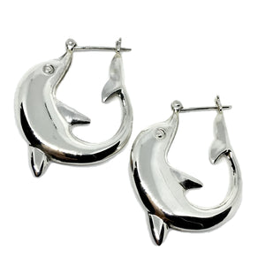 Jewelry Women's - 925 Sterling Silver Big Dolphin Hoop Earrings - online at Blingschlingers.com USA