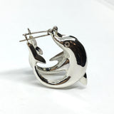 Jewelry Women's - 925 Sterling Silver Big Dolphin Hoop Earrings