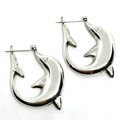 Jewelry Women's - 925 Sterling Silver Big Dolphin Hoop Earrings