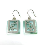 Earrings Women's - Sterling Silver Sunset Traveling Moon Design Green Pearl Dangle Earrings