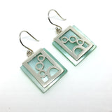 Earrings Women's - Sterling Silver Sunset Traveling Moon Design Green Pearl Dangle Earrings - Blingschlingers