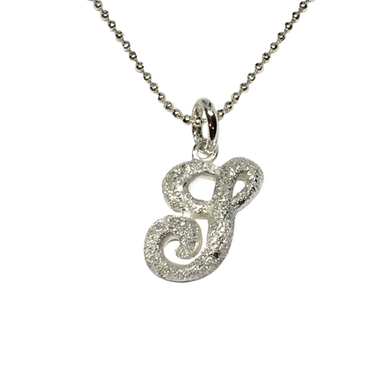 Sterling Silver 16" Shimmery Design Initial Letter G Pendant Necklace