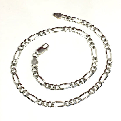 16in Sterling Silver Chain Necklace, 5mm Figaro Link Chain Necklace