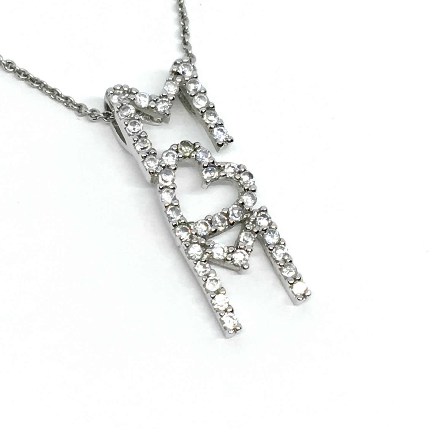 Silver Necklaces | Womens Sterling Silver Mom Pendant Necklace 18" | Discount Estate Jewelry website