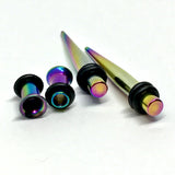 Body Jewelry | Ear Gauges 4mm 6g Tapers & Plug set Rainbow Oil Slick Design | Ear Gauges 