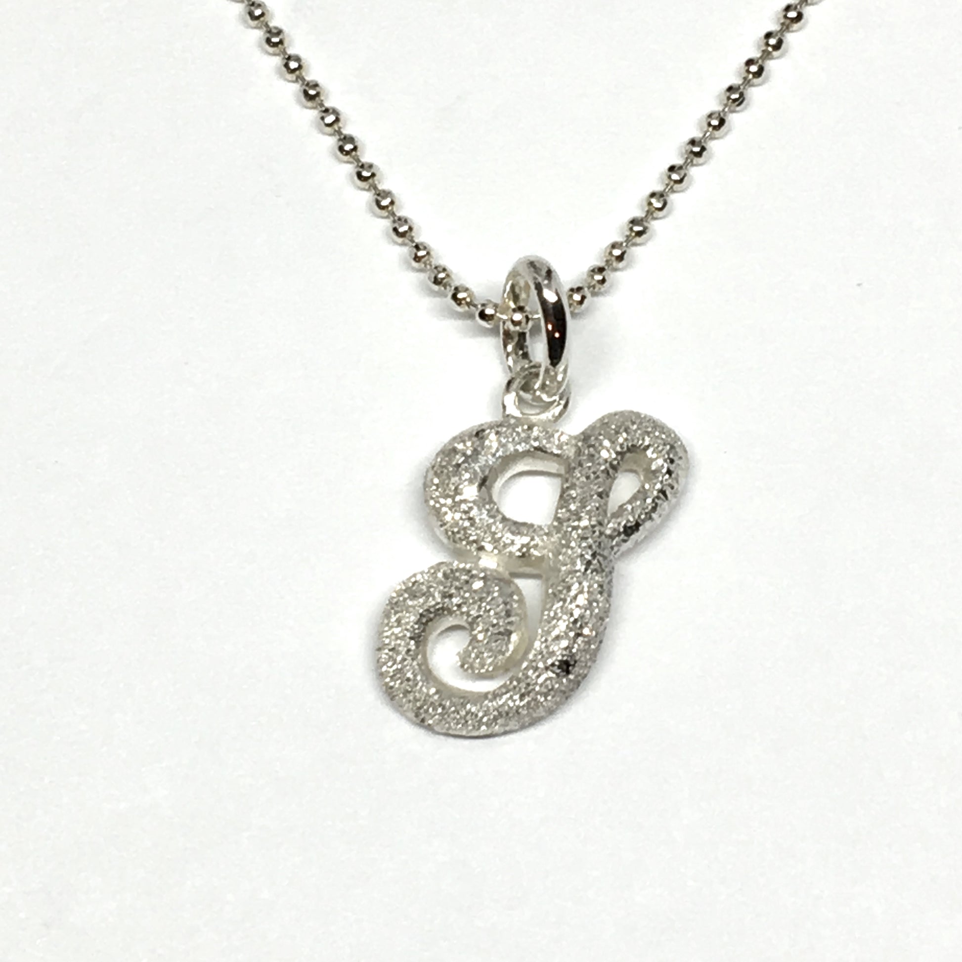 Necklace Womens Sterling Silver 16" Shimmery Design Initial Letter G Pendant Necklace