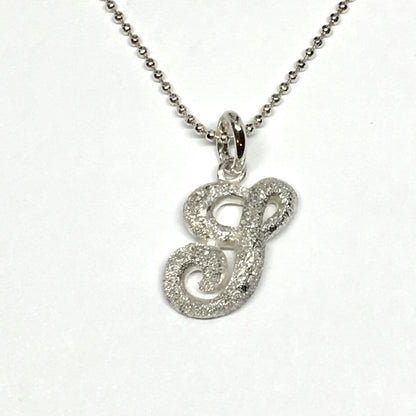 Necklace Womens Sterling Silver 16" Shimmery Design Initial Letter G Pendant Necklace