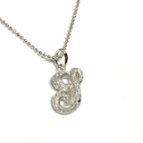Necklace Womens Sterling Silver 16" Shimmery Design Initial Letter G Pendant Necklace