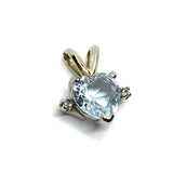 Pendant | Vintage 50s 14k White Gold Heart cut Aquamarine Diamond Pendant