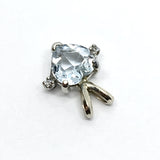 Pendant | Vintage 50s 14k White Gold Heart cut Aquamarine Diamond Pendant
