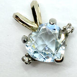 Pendant | Vintage 50s 14k White Gold Heart cut Aquamarine Diamond PendantPendant | Vintage 50s 14k White Gold Heart cut Aquamarine Diamond Pendant
