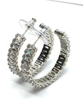 Fashion Jewelry - Womens used Sparkly Baguette CZ Awesome Silver Hoop Earrings
