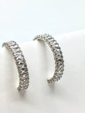 Womens used Sparkly Baguette CZ Silver Hoop Earrings