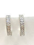 Fashion Jewelry - Womens used Sparkly Baguette CZ Silver Hoop Earrings