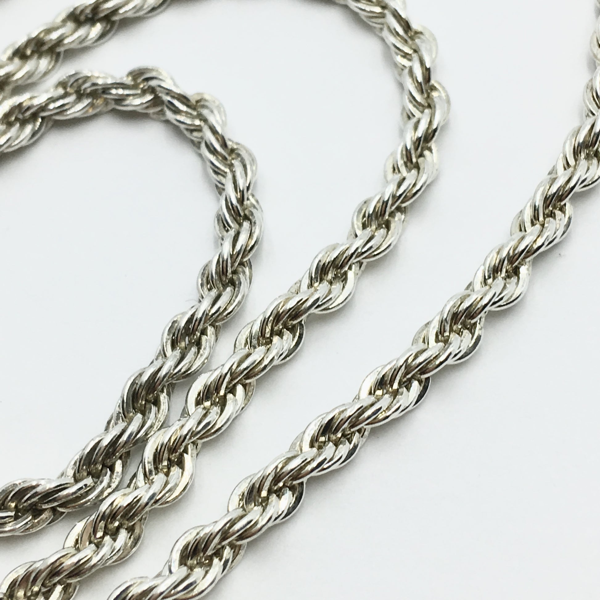 Necklace - Mens womens used 18" Sterling Silver 3mm Rope Chain Necklace 