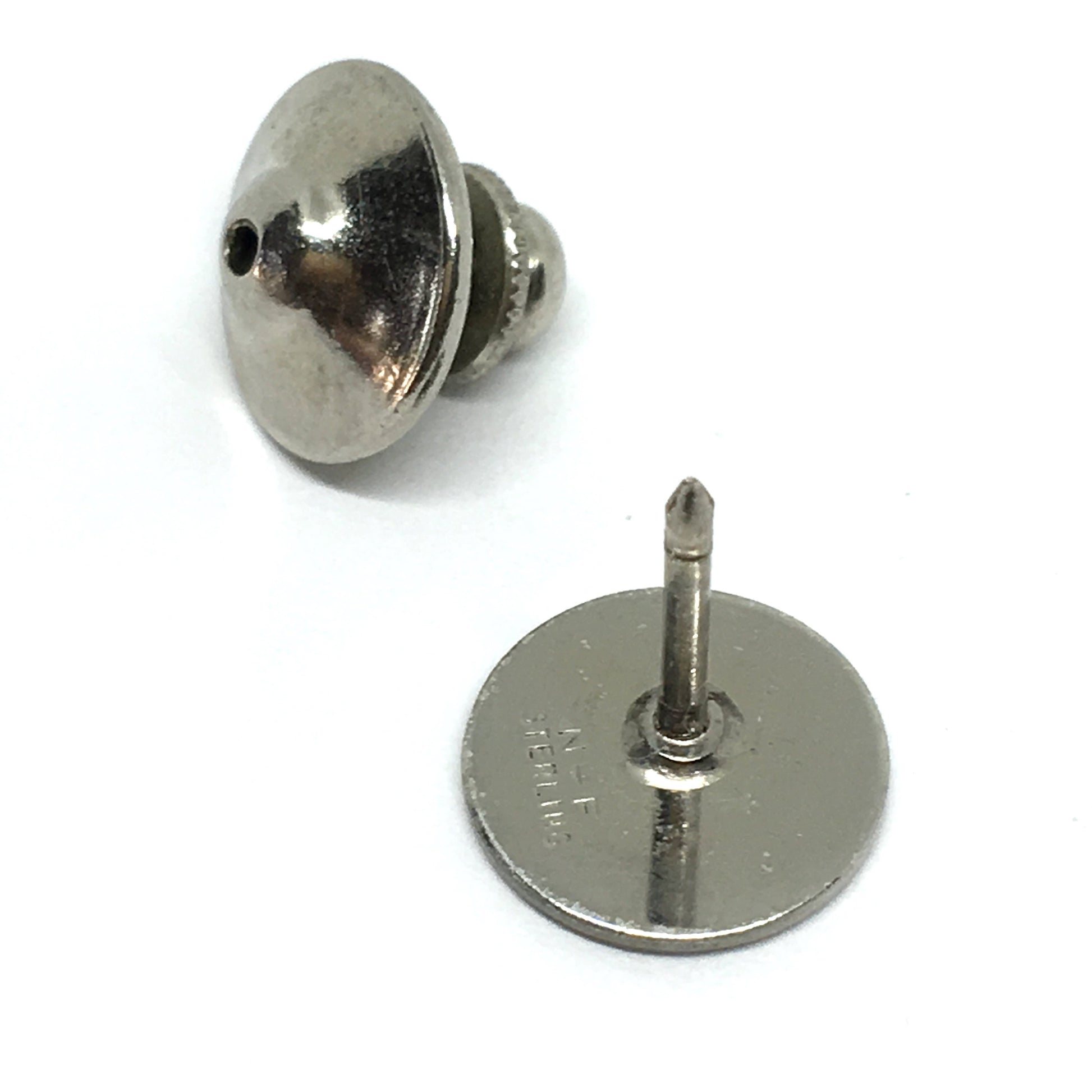 Tie-Tack | Mens used Sterling Silver Diamond Cut Leaf Design Round TieTack