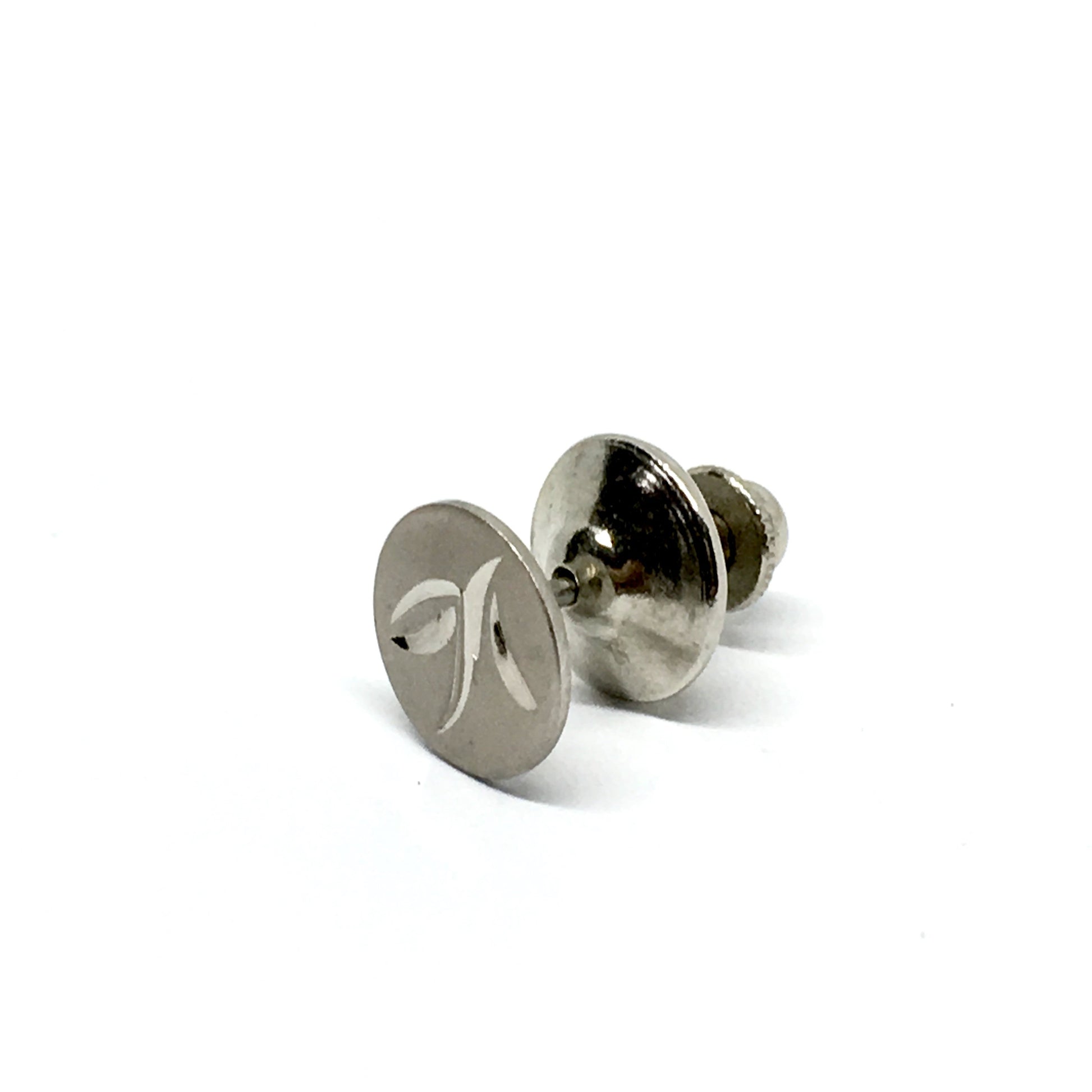 Tie-Tack | Mens used Sterling Silver Diamond Cut Leaf Design Round TieTack Bar