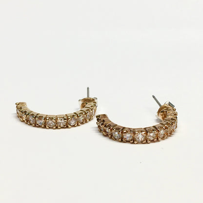 Jewelry - Womens Stylish Rose Gold Sparkly Cz Half Hoop Earrings - Blingschlingers Jewelry