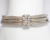 Chain Bracelets | Mens 15mm Sterling Silver 3 Strand Round Foxtail Chain Station Bracelet 7.75" | Estate Jewelry online