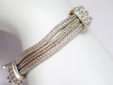 Chain Bracelets | Mens 15mm Sterling Silver 3 Strand Round Foxtail Chain Station Bracelet 7.75" | Estate Jewelry online
