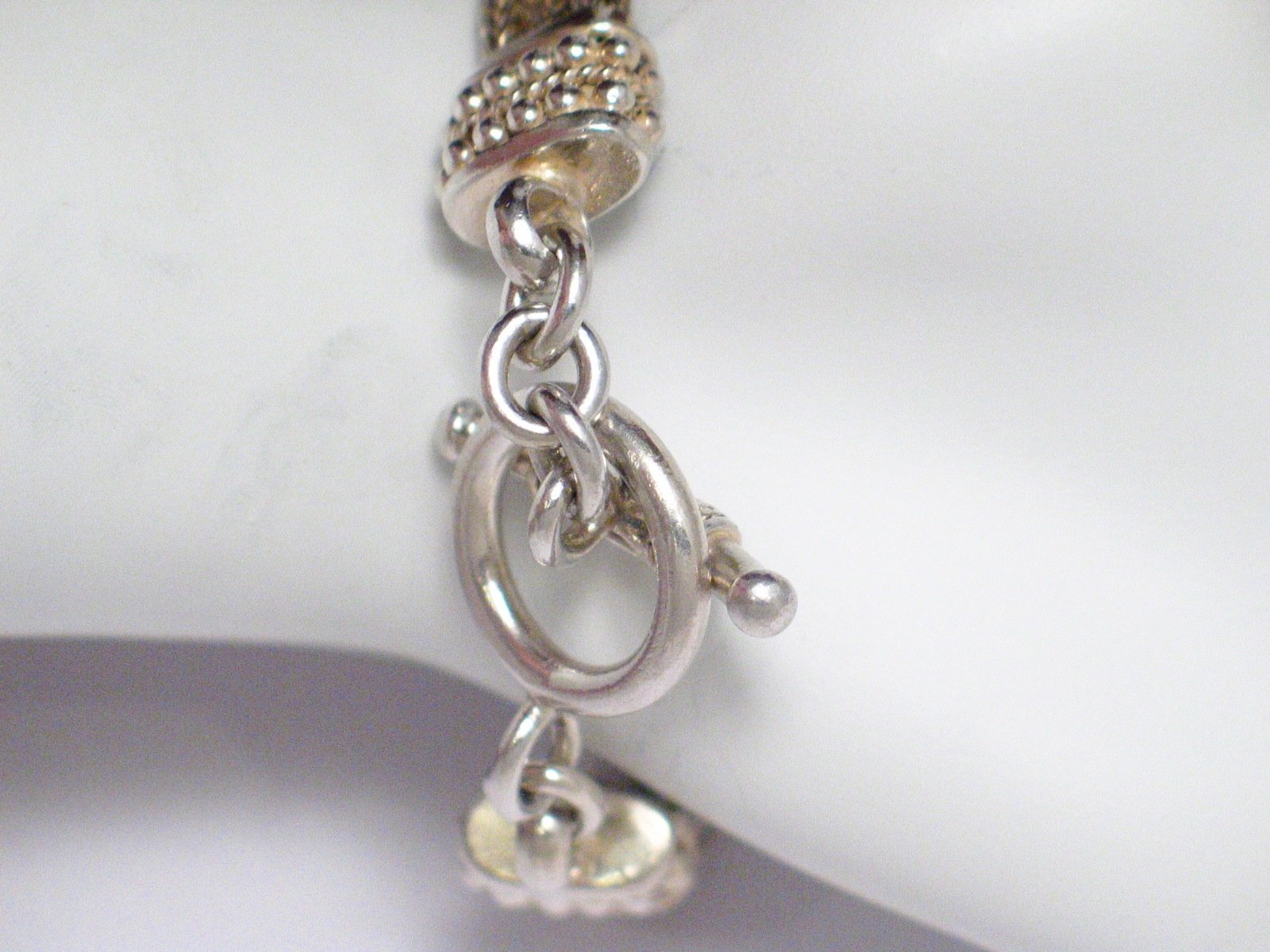 Chain Bracelets | Mens 15mm Sterling Silver 3 Strand Round Foxtail Chain Station Bracelet 7.75" | Estate Jewelry online