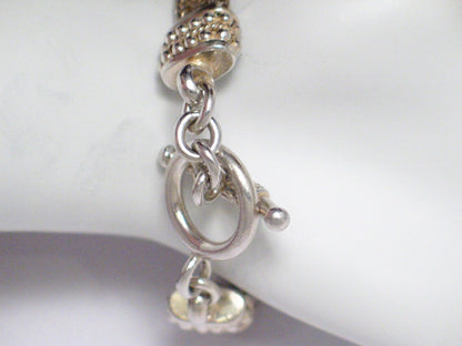 Chain Bracelets | Mens 15mm Sterling Silver 3 Strand Round Foxtail Chain Station Bracelet 7.75" | Estate Jewelry online