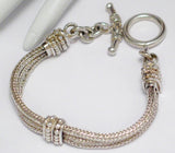 Chain Bracelets | Mens 15mm Sterling Silver 3 Strand Round Foxtail Chain Station Bracelet 7.75" | Estate Jewelry online
