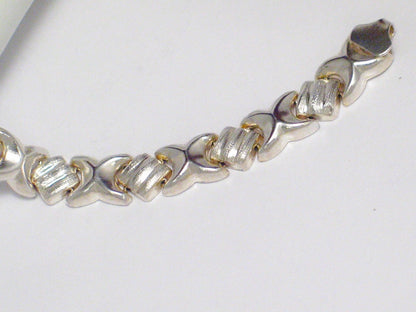 Womens Bracelet | 7" Sterling Silver Etched Stampato Style XO Bracelet | Estate Jewelry online