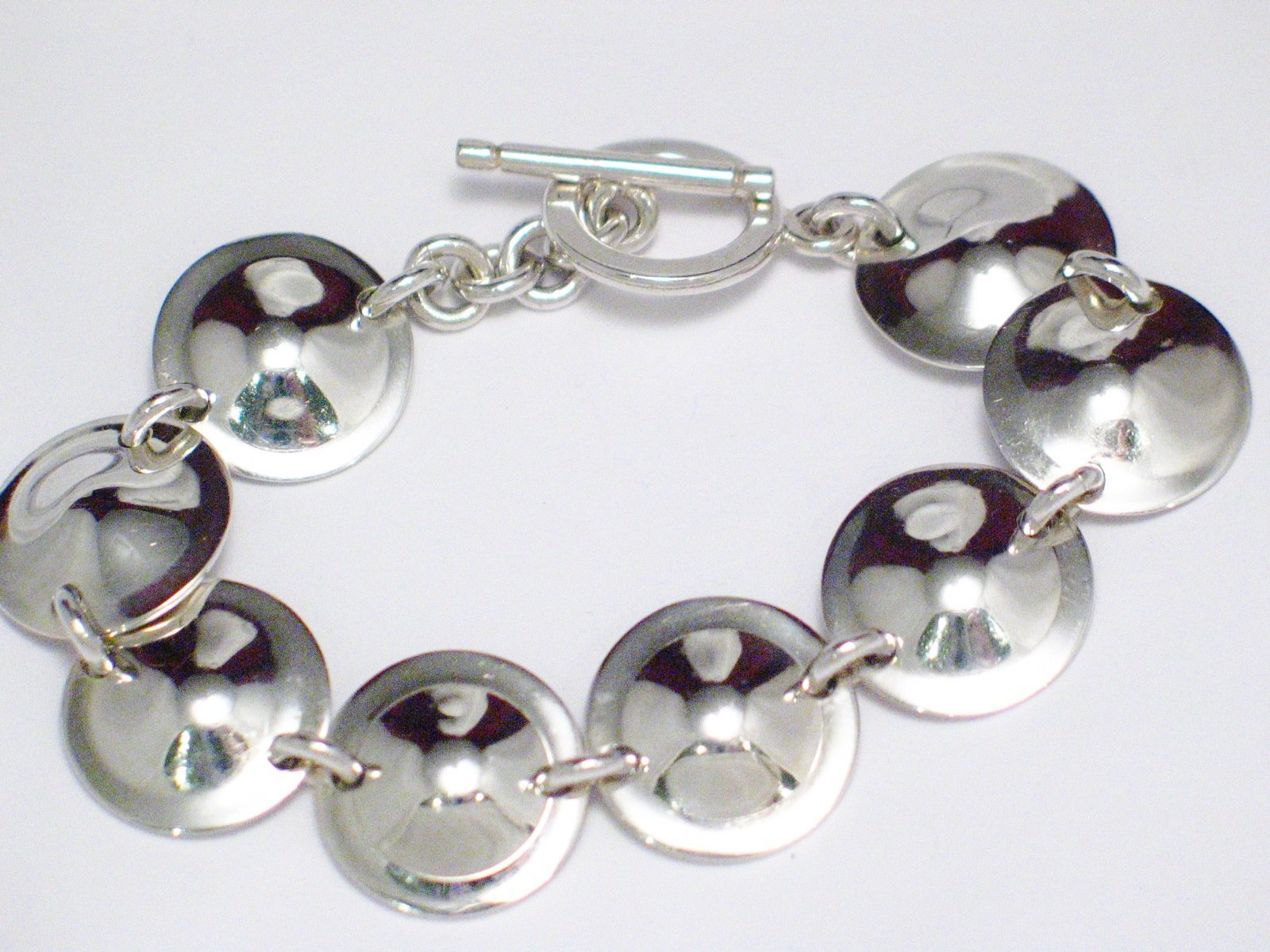 Womens Bracelet | 7.25" Sterling Silver Domed Concho Circle Link Bracelet | Estate Jewelry online