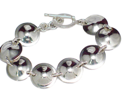 Womens Bracelet | 7.25" Sterling Silver Domed Concho Circle Link Bracelet | Blingschlingers Jewelry