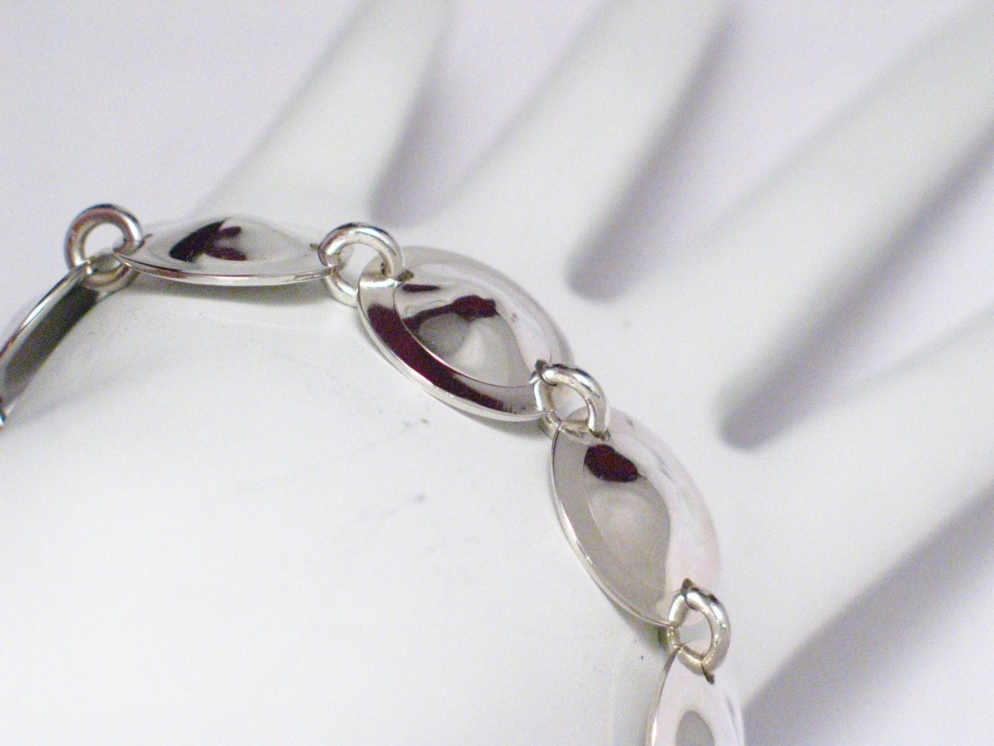 7.25" sterling silver bracelet round circle disc mini cymbals chain - Blingschlingers Jewelry
