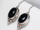 Womens Earrings | Slimming Sterling Silver Black Onyx Stone Drop Earrings | Discount Estate Jewelry online