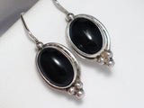Womens Earrings | Slimming Sterling Silver Black Onyx Stone Drop Earrings | Discount Estate Jewelry online at Blingschlingers Jewelry