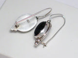 Womens Earrings | Slimming Sterling Silver Black Onyx Stone Drop Earrings | Discount Estate Jewelry 