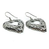 Earrings | Womens Stylish Sterling Silver Heart Cutout Design Dangle Earrings - Blingschlingers.com USA