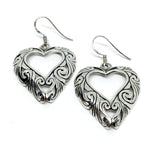 Earrings | Womens Stylish Sterling Silver Heart Cutout Design Dangle Earrings - Blingschlingers  USA